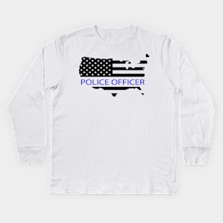 Police Officer Flag Kids Long Sleeve T-Shirt